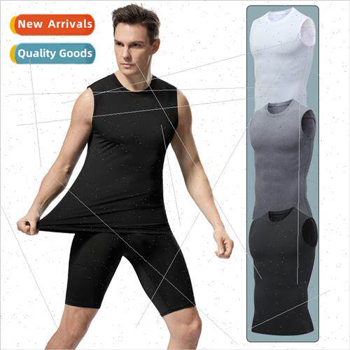 Summer sports fness vest men quick drying tight elastic runn