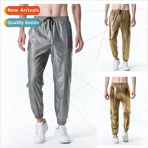 2022 Men 70 Disco Costume Beauty Stripes Foil Print Leisure