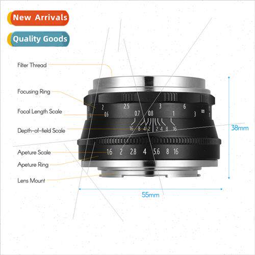 35MM F1.6 Fixed Focus Micro Portra Lens M43/NEX/FX/EOSM Port