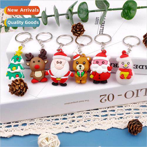 Cartoon PVC soft rubber Christmas series keychain cute 3D th