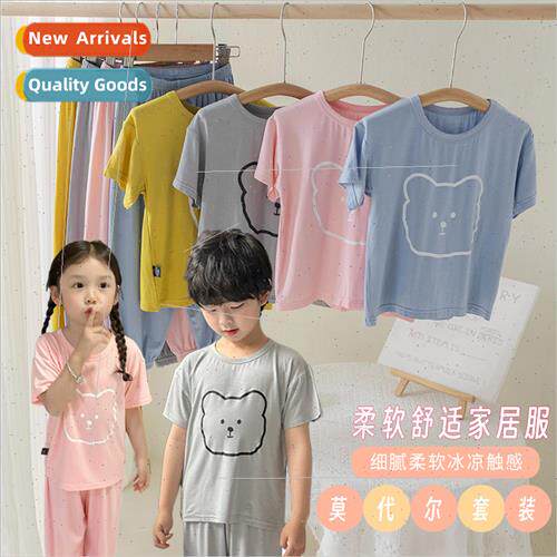 Summer new children modal short-sleeved long pants su men wo