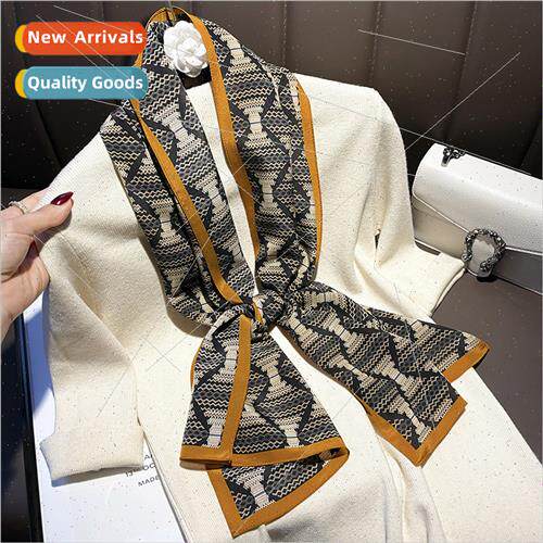 2023 double crepe silk neckerchief double printing scarf gif