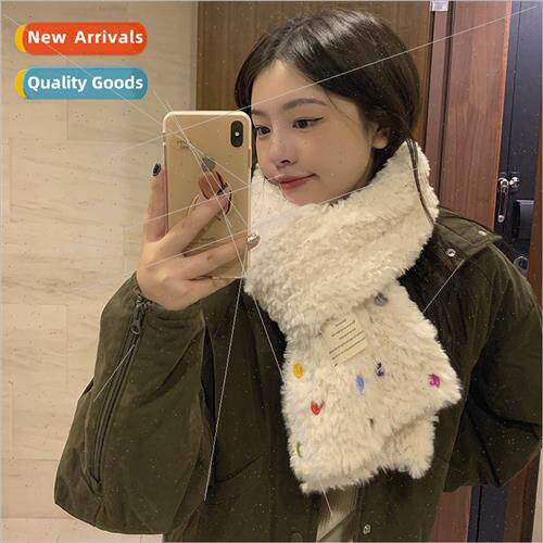 Korea ins fashion colorful buttons plush milk whe scarf fema