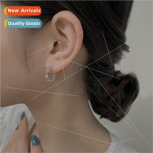 Buckle splicing earrings tide retro hip-hop chain earrings