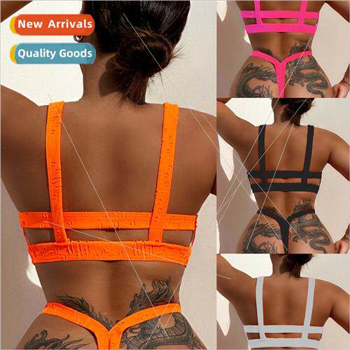 New Sexy Europe Bikini Hole Cloth Solid Color Spl Swimsu Swi