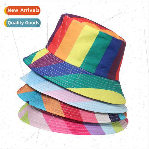 Spring summer new colorful striped pot hat leisure wh spring