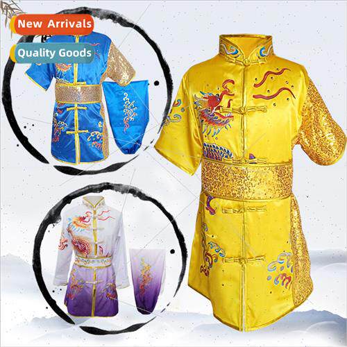 New embroidered dragon clothes childrens martial arts compet