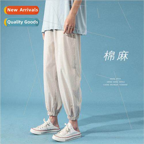2023 summer cotton linen loose nine-minute pants Harun thin