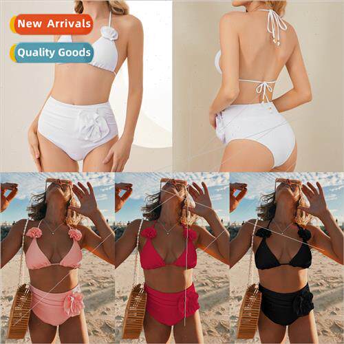 2023 New Solid Color P Stripe Three-Point Bikini Europe Spl