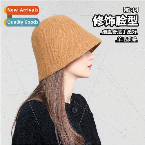 Hat female spring fall wild wool tweed bucket hat Korea  tid