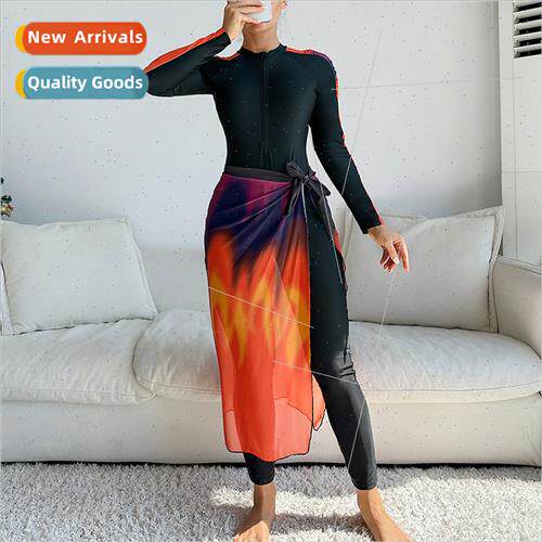 2023 New One-piece Swimsu Three-piece Wrap Skirt Long Pants