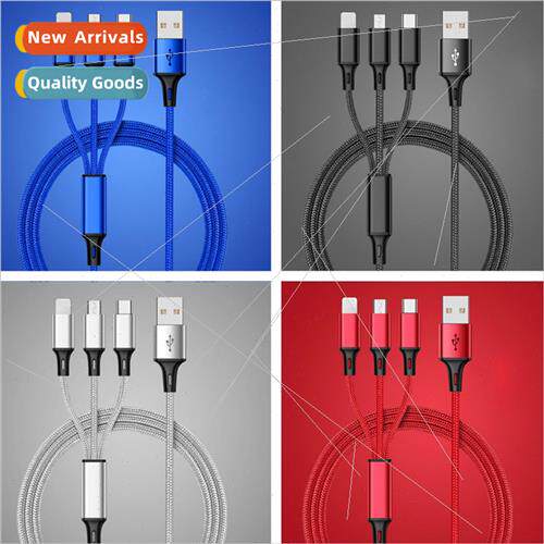 Braided 3 in 1 Data Cable USB Braided Fast Charger Mobile Ph