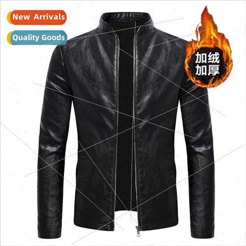 Autumn winter new men leather jacket motorcycle collar padde