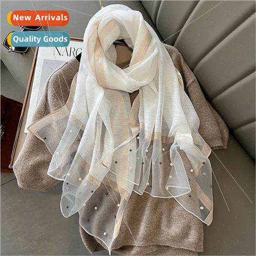 2023 spring summer new simulation silk scarf female sunshade