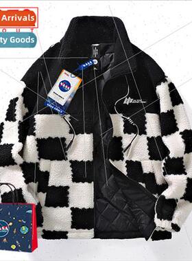 lamb wool cotton jacket checkerboard checkerboard cozy colla