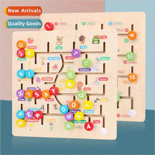 Wooden numbers letters cognive find a place to match maze in