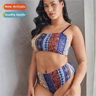 Flat Breasted Triangle Printed Bik Spl Fat Womens New Halter