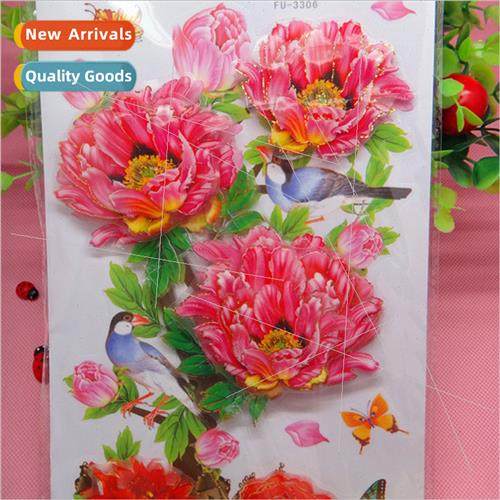 fortune peony three-dimensional wall stickers home furnishin