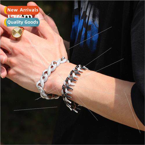 Hiphop New Hiphop Cuban Bracelet 19MM Copper wh Zirconia Ful