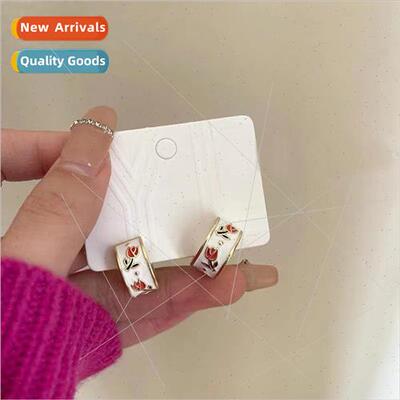 Retro tulip flower earrings 2023 new tide niche premium earr