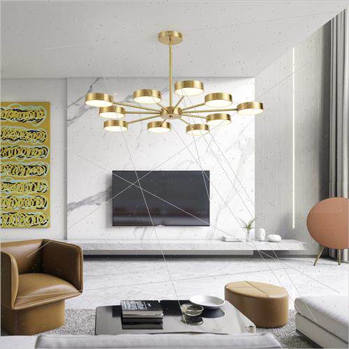 Scandinavian brass living room chandelier simple post-modern