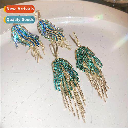 Europe diamond color tassel ear hooks fashion long earrings