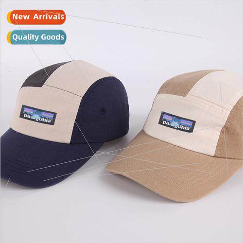 Soft Top Color Blocking Curved Brim Washed Cotton Baseball C