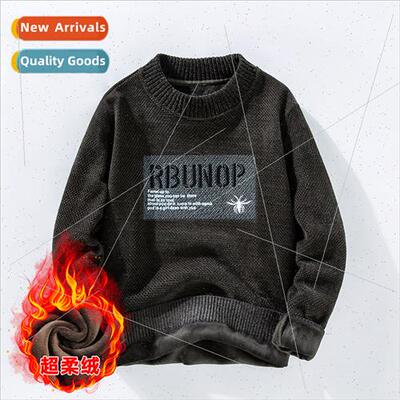 ille padded thickened sweater men fall winter round neck kn