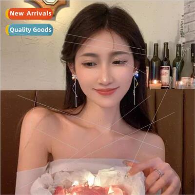 A second fall French glter diamond bow tassel earrings femal