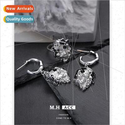 Human face mask earrings female hundred wh nd 925 silver pin