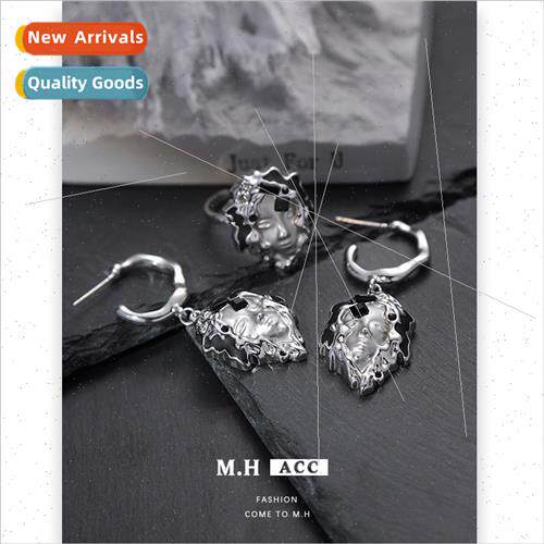 Human face mask earrings female hundred wh nd 925 silver pin