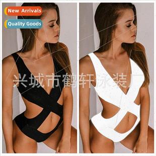 Swimsu Europe Solid Bikini Cross Piece One Womens New 2024