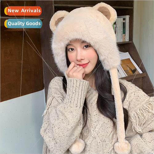 Cute bear ears plush hat female winter cold thickened warm e
