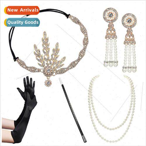 1920s Flapper Girl Dress Halloween Costume Gloves Smoking Po