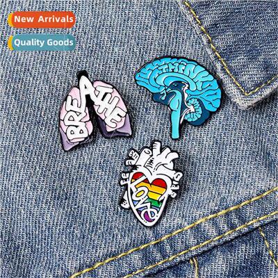Creative oil drip enamel heart brain pin love baked enamel c