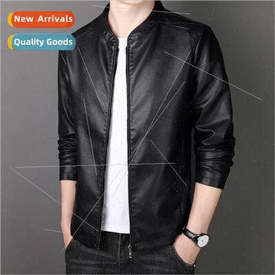 Men leather jacket spring fall in youth biker wind nd PU lea
