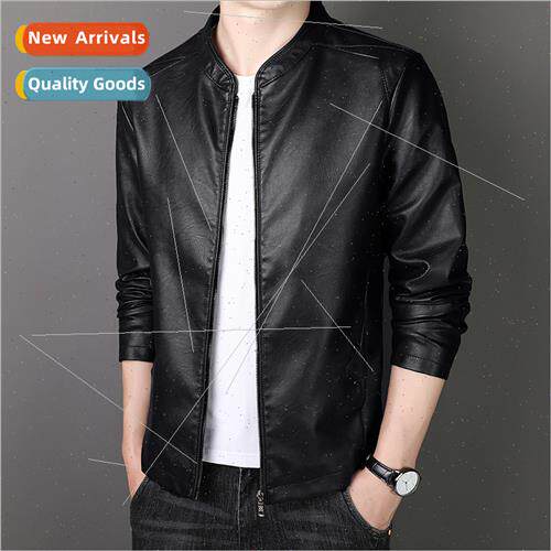 Men leather jacket spring fall in youth biker wind nd PU lea