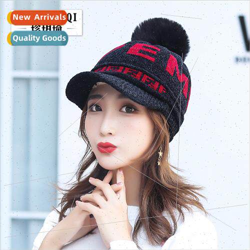 new winter padded knted duck tongue hat wh brim outdoor warm