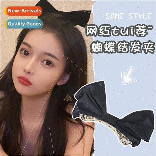 Pan Yu Run black bow hair clips back head top clip sweet hai