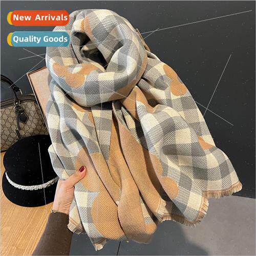 2023 new imation cashmere plaid scarf female winter Korea  w