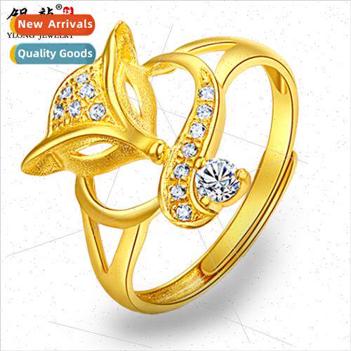 Women ring opening 999 gold nine-tailed fox ring moissanli z