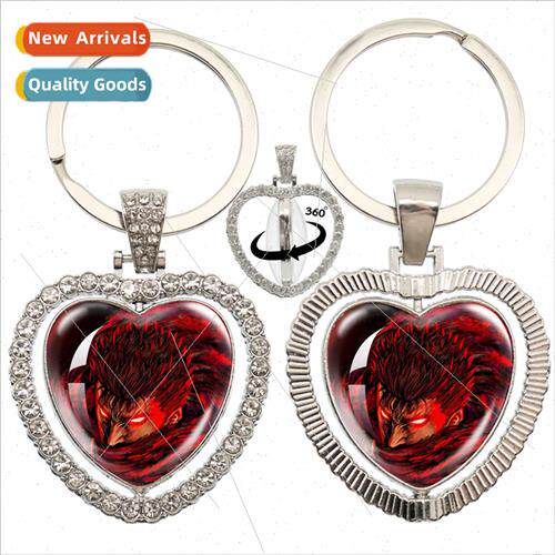 New anime BERSERK glass heart pendant keychain fashion bag a