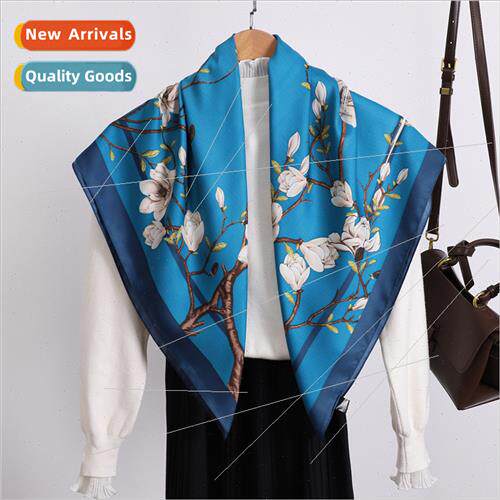 New plum print 90 large square scarf summer sunscreen twill