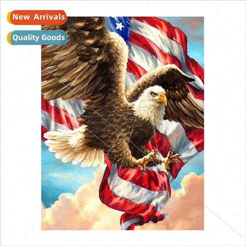 New simple handmade full embroidery American flag eagle cros