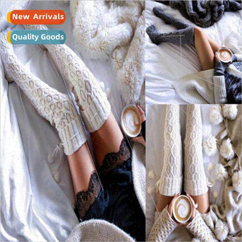 Europe Knted Wool Socks Women Knee-length Stacked Socks wh W