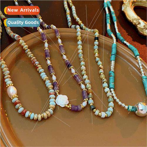 Flower jade orb bead necklace new Chinese sweet fashion coll