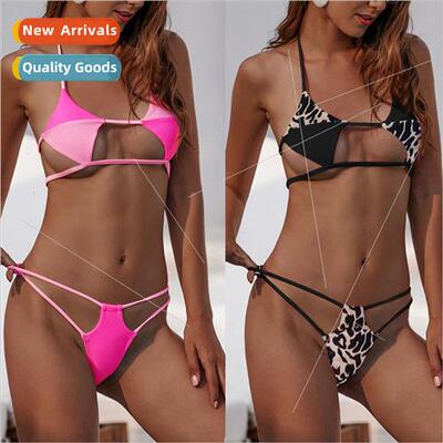 Womens Swimsu Gradient Color Rhombus Tie Bikini i2035