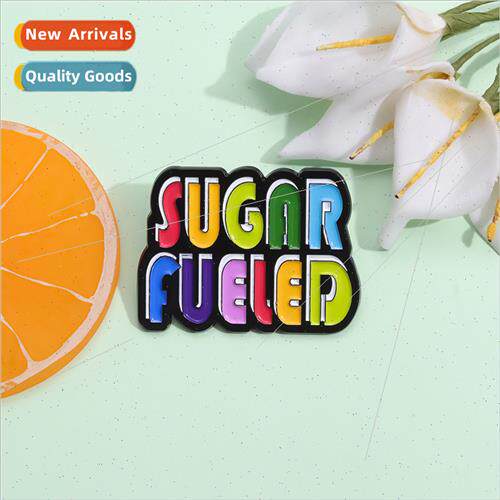 Creative new personalized rainbow color brooch cartoon Engli