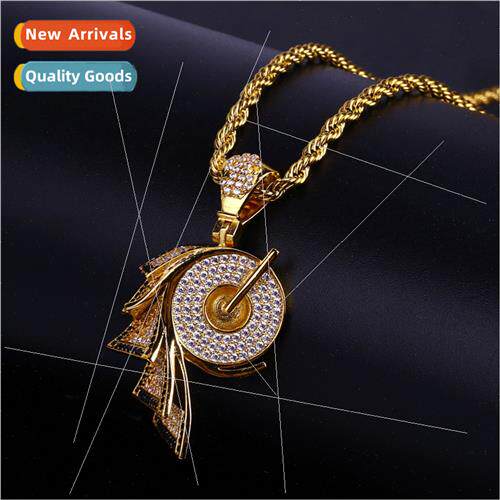 Europe New Rolled Paper Shape Gold Color Plated Zirconia Nec