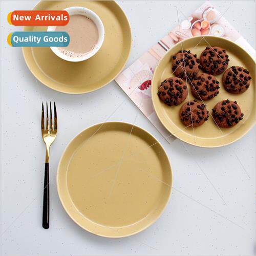 Scandinavian simple ceramic plate matte round yellow househo